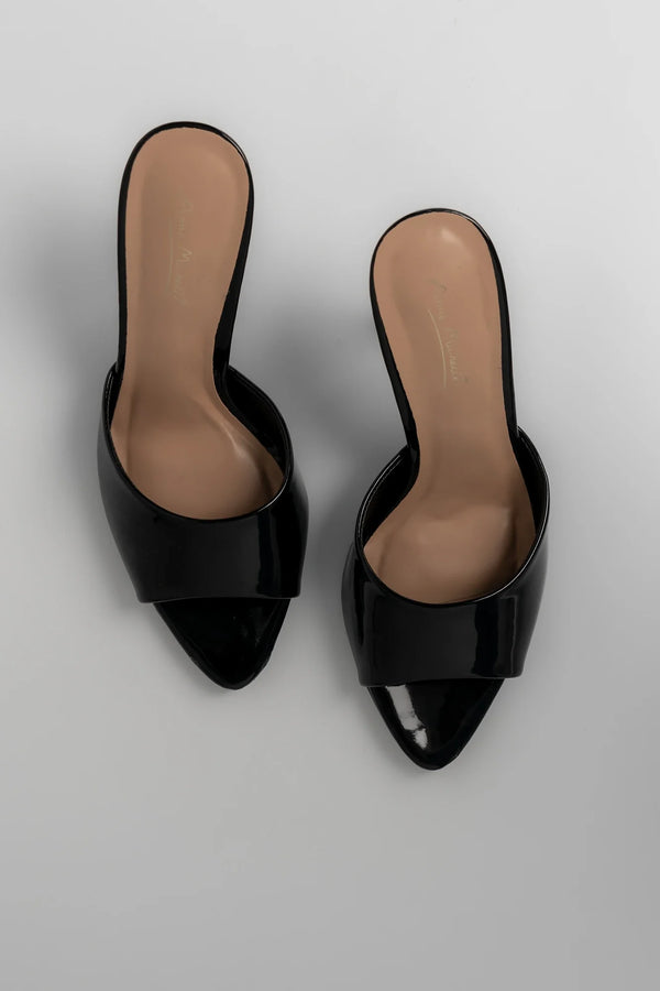 Becka Open Toe Mule Heel | Black