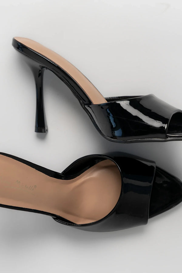 Becka Open Toe Mule Heel | Black