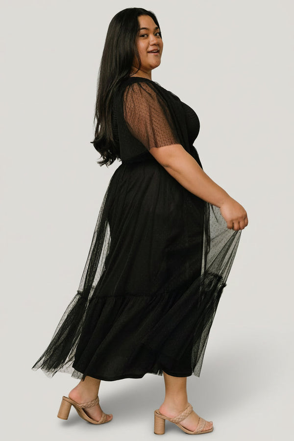 Martha Smocked Tulle Dress | Black