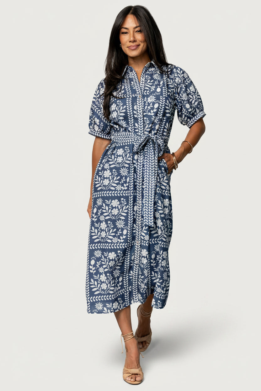 Karla Midi Dress | Deep Slate + White Floral Main image