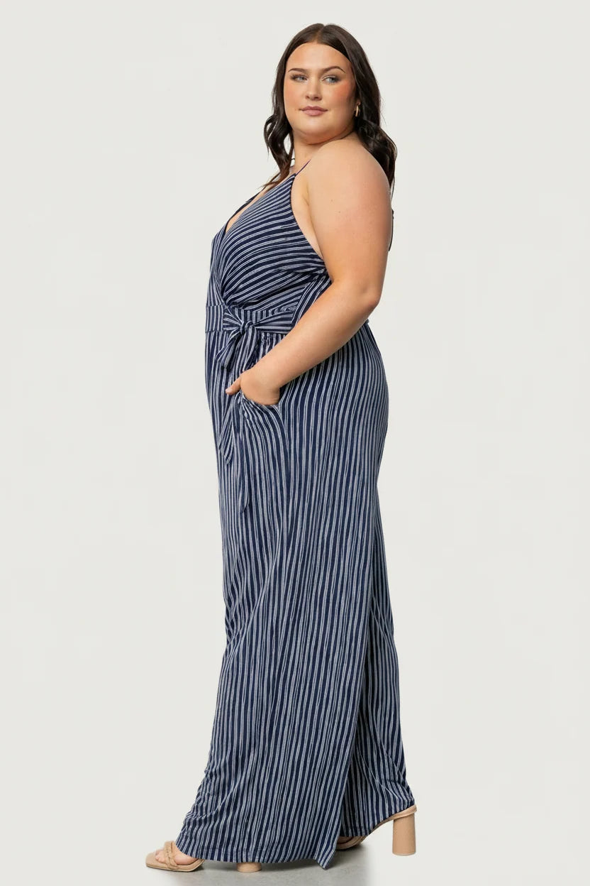 Zuri Tank Jumpsuit | Navy Stripe