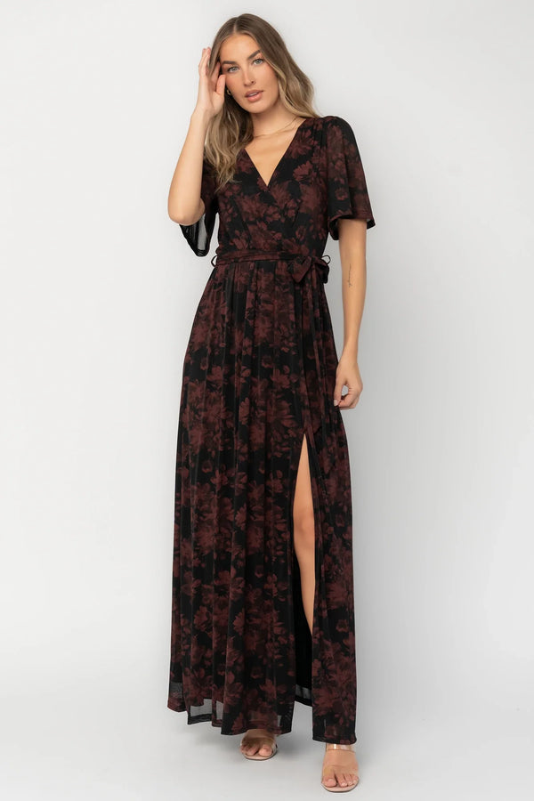 Reverie Maxi Dress | Black + Burgundy