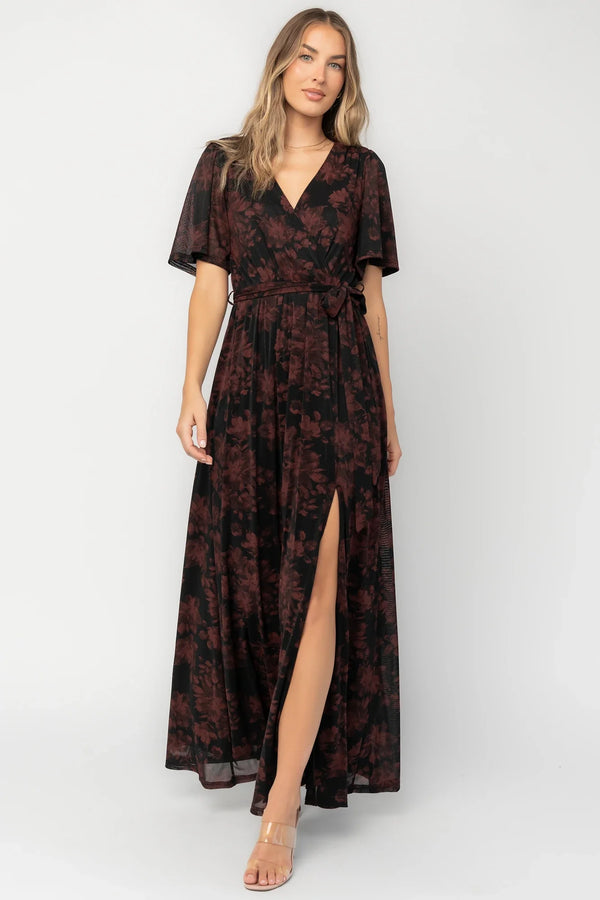 Reverie Maxi Dress | Black + Burgundy