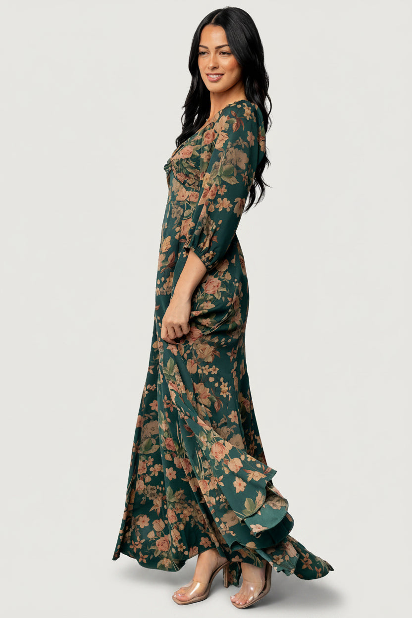 Liesel Maxi Dress | Green + Copper Floral
