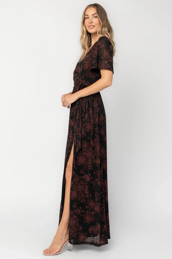 Reverie Maxi Dress | Black + Burgundy
