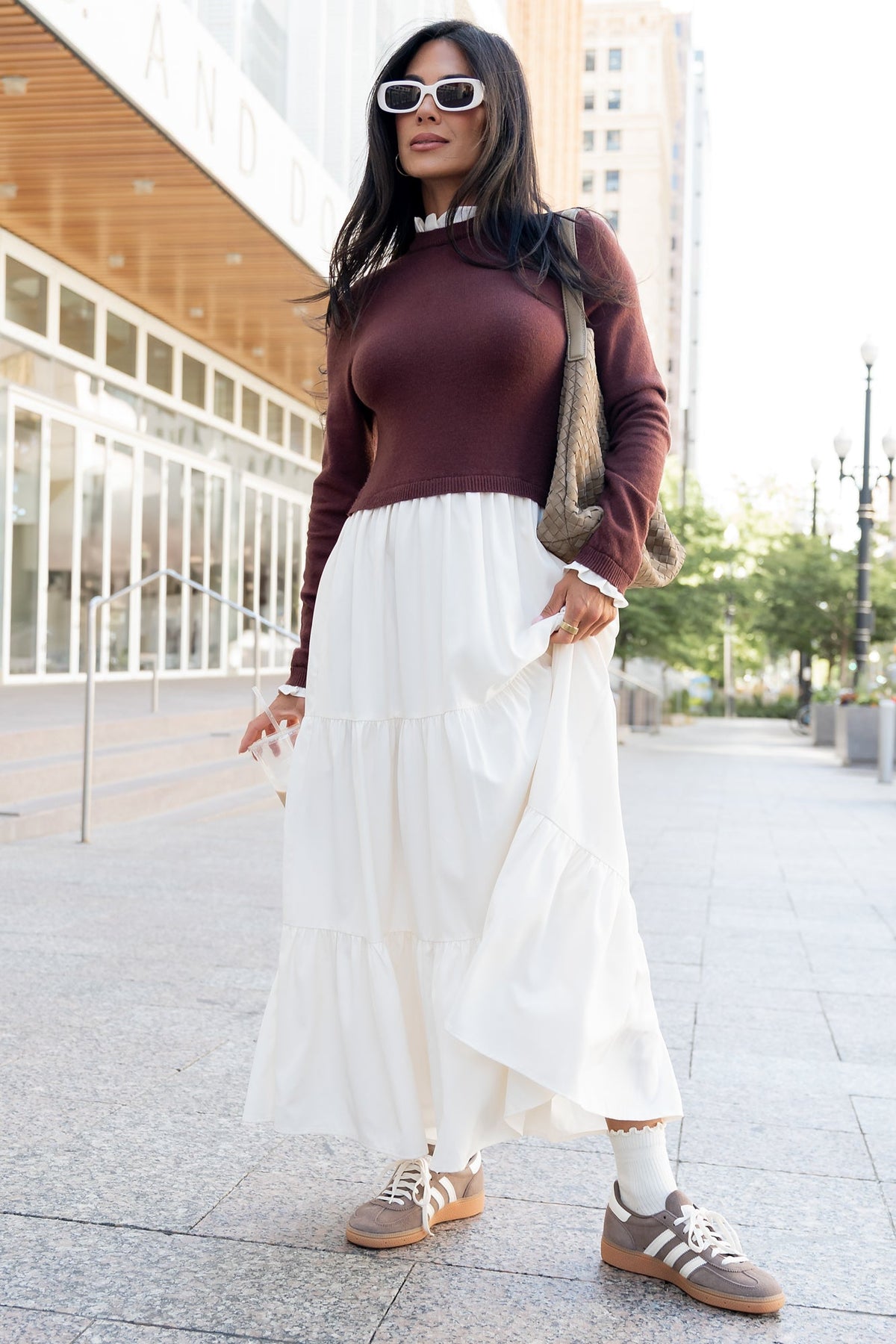 Sophie Sweater Dress | Mahogany + Ivory Main image