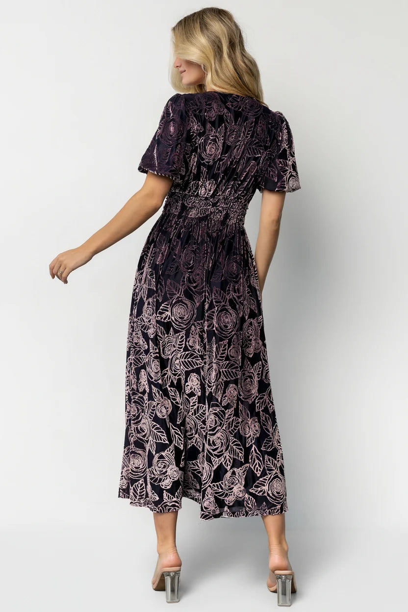 Dahlia Velvet Dress | Indigo + Purple Floral