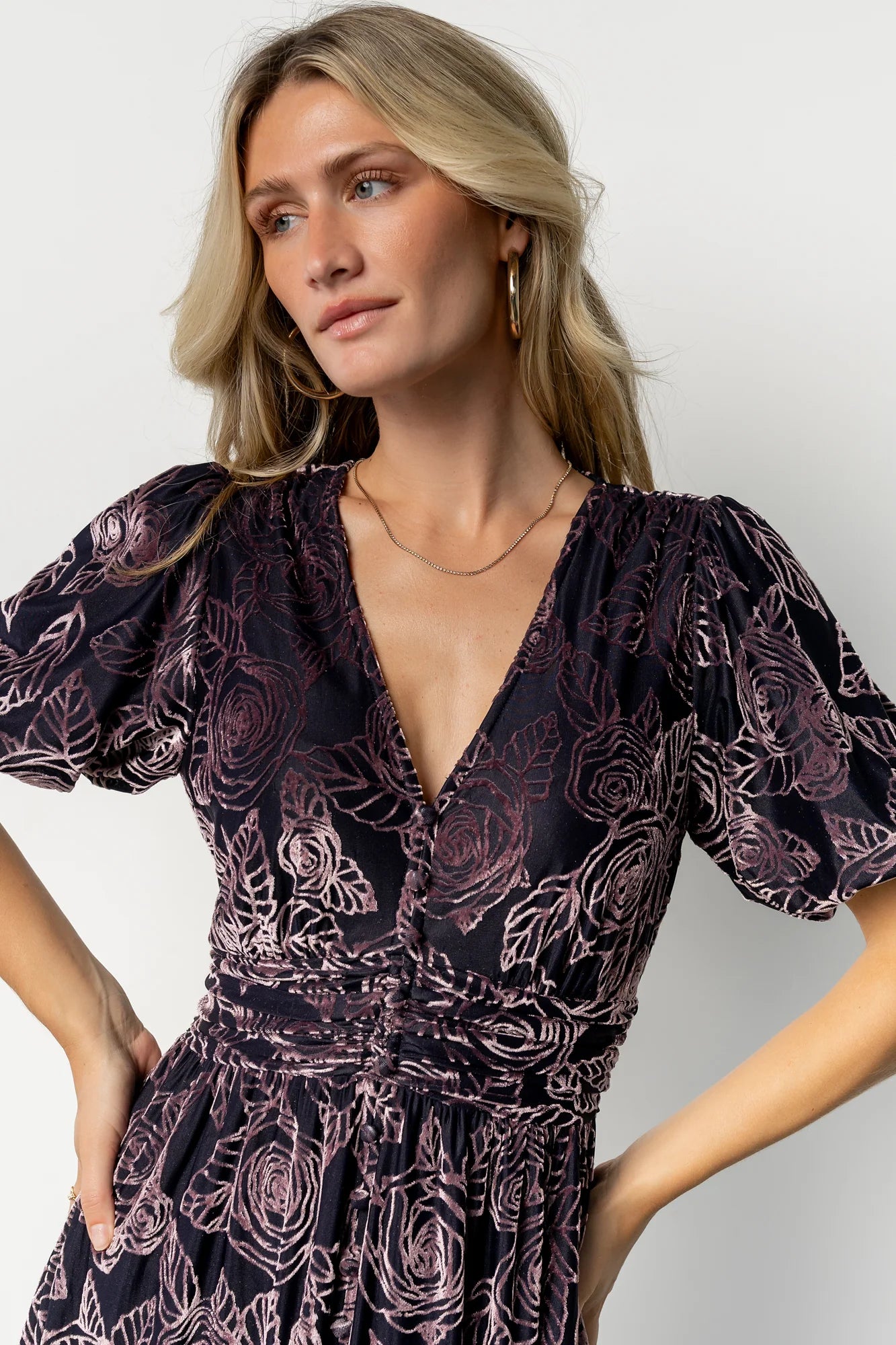 Dahlia Velvet Dress | Indigo + Purple Floral Secondary image