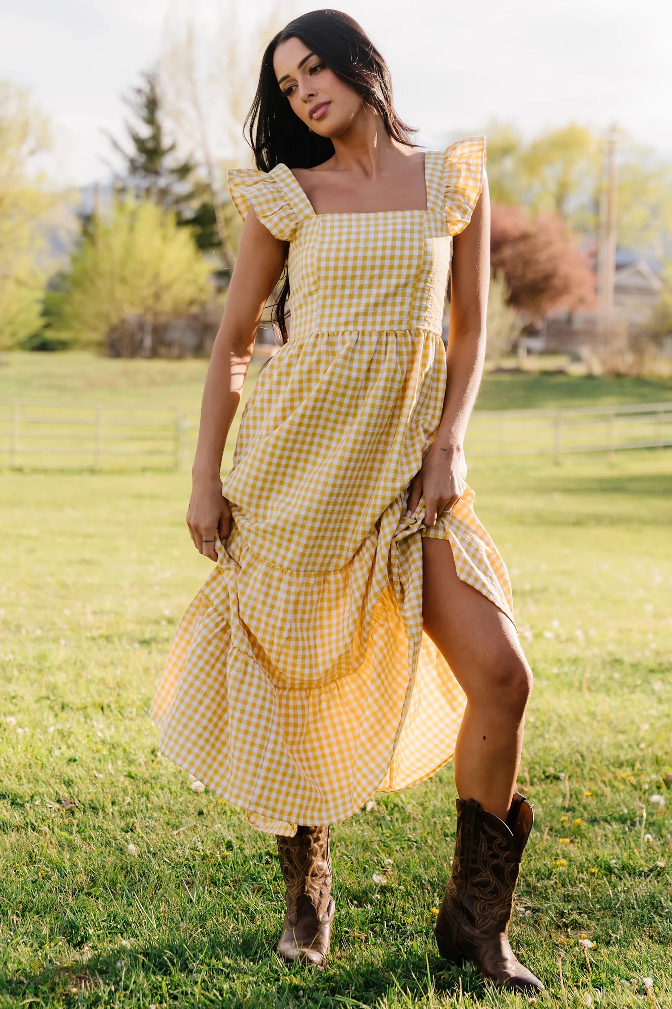 Campbell Gingham Maxi Dress | Yellow + White Secondary image