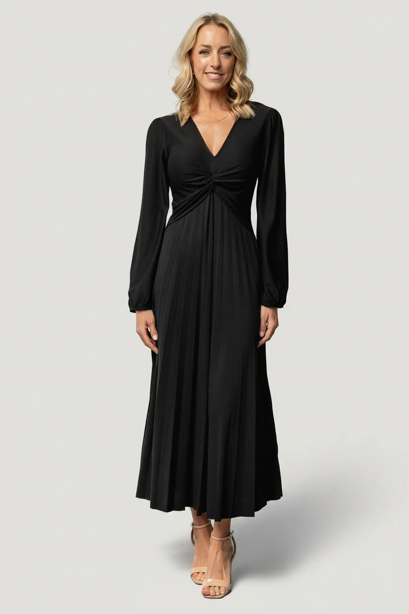 Lynda Pleated Midi Dress | Black Main image