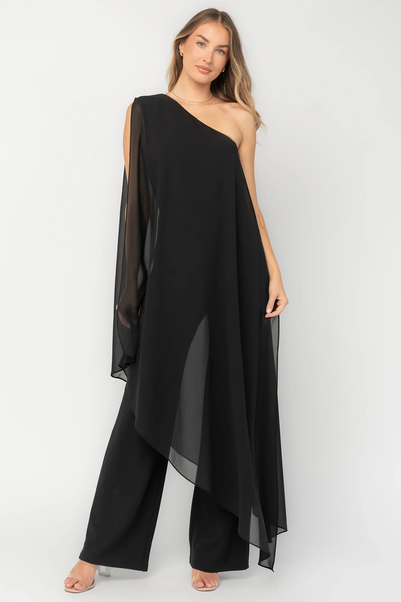 Penthouse One Shoulder Jumpsuit | Black Secondary image