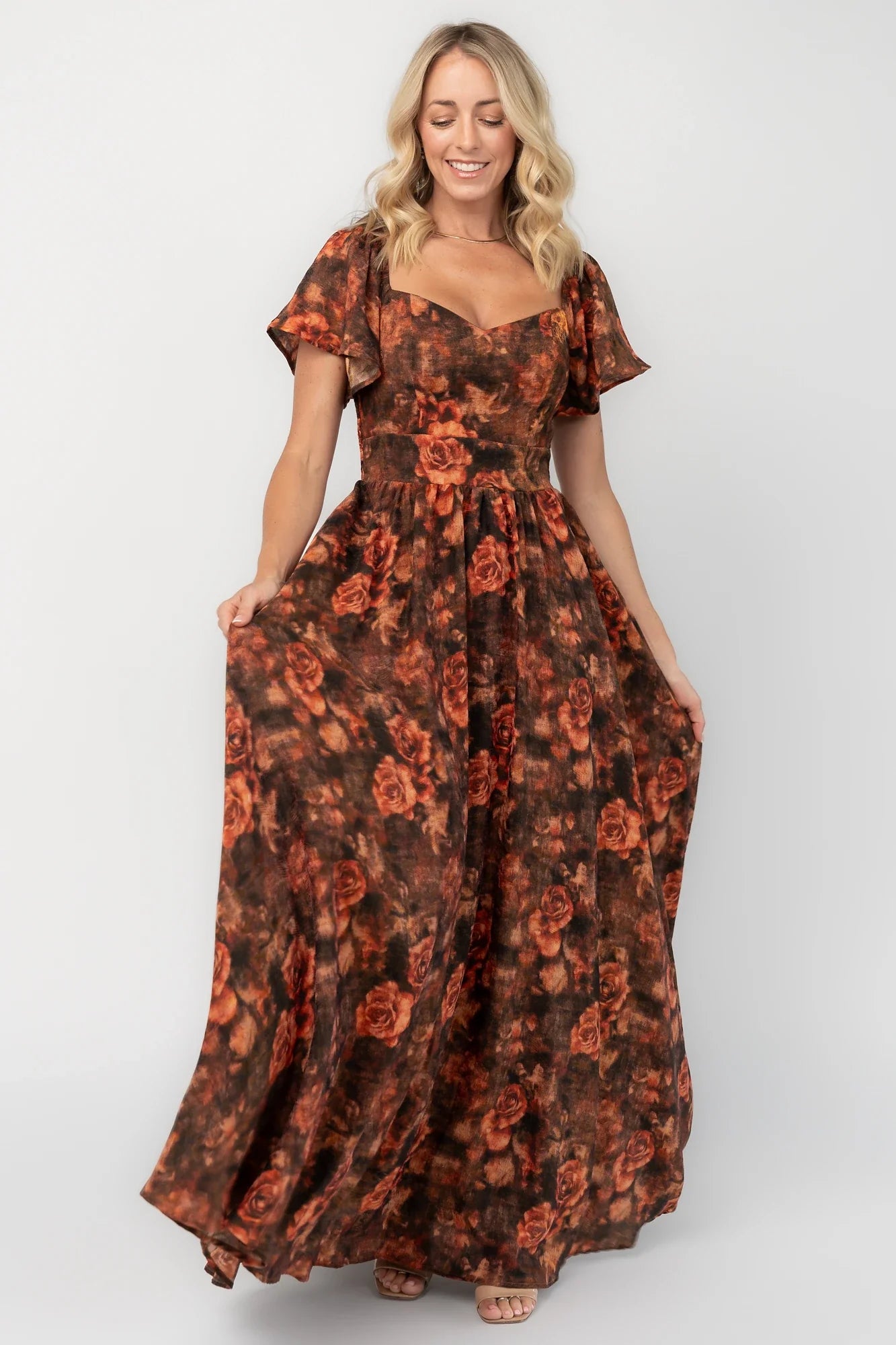 Astor Maxi Dress | Dark Rust Floral Secondary image