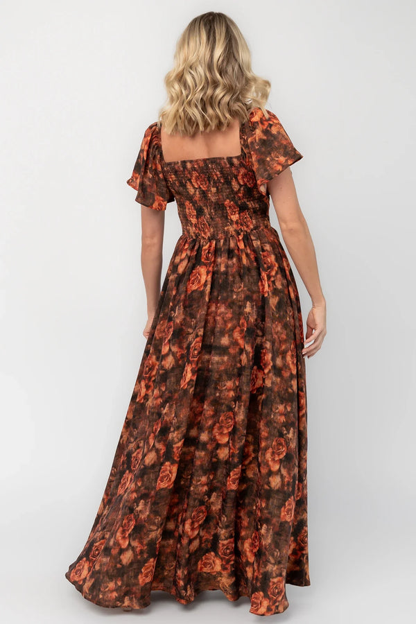 Astor Maxi Dress | Dark Rust Floral