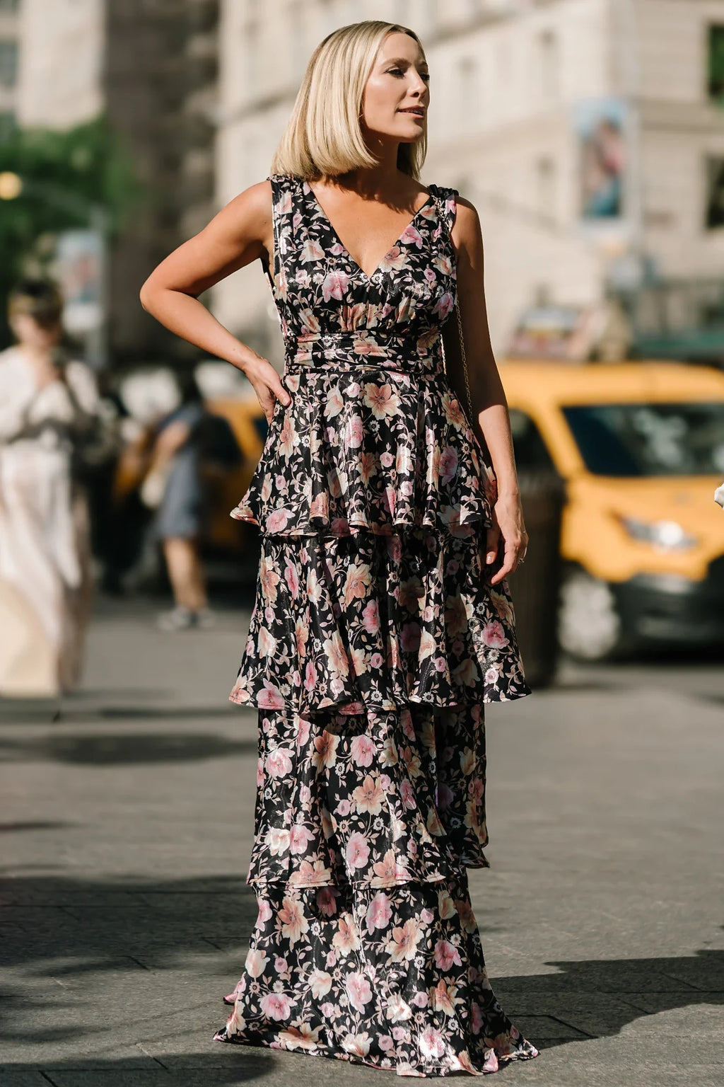 Queens Tiered Maxi Dress | Black Floral