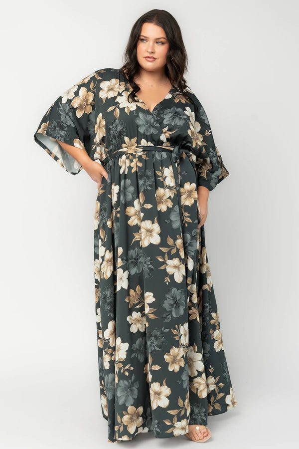 Hamilton Kimono Maxi Dress | Dark Jade Floral