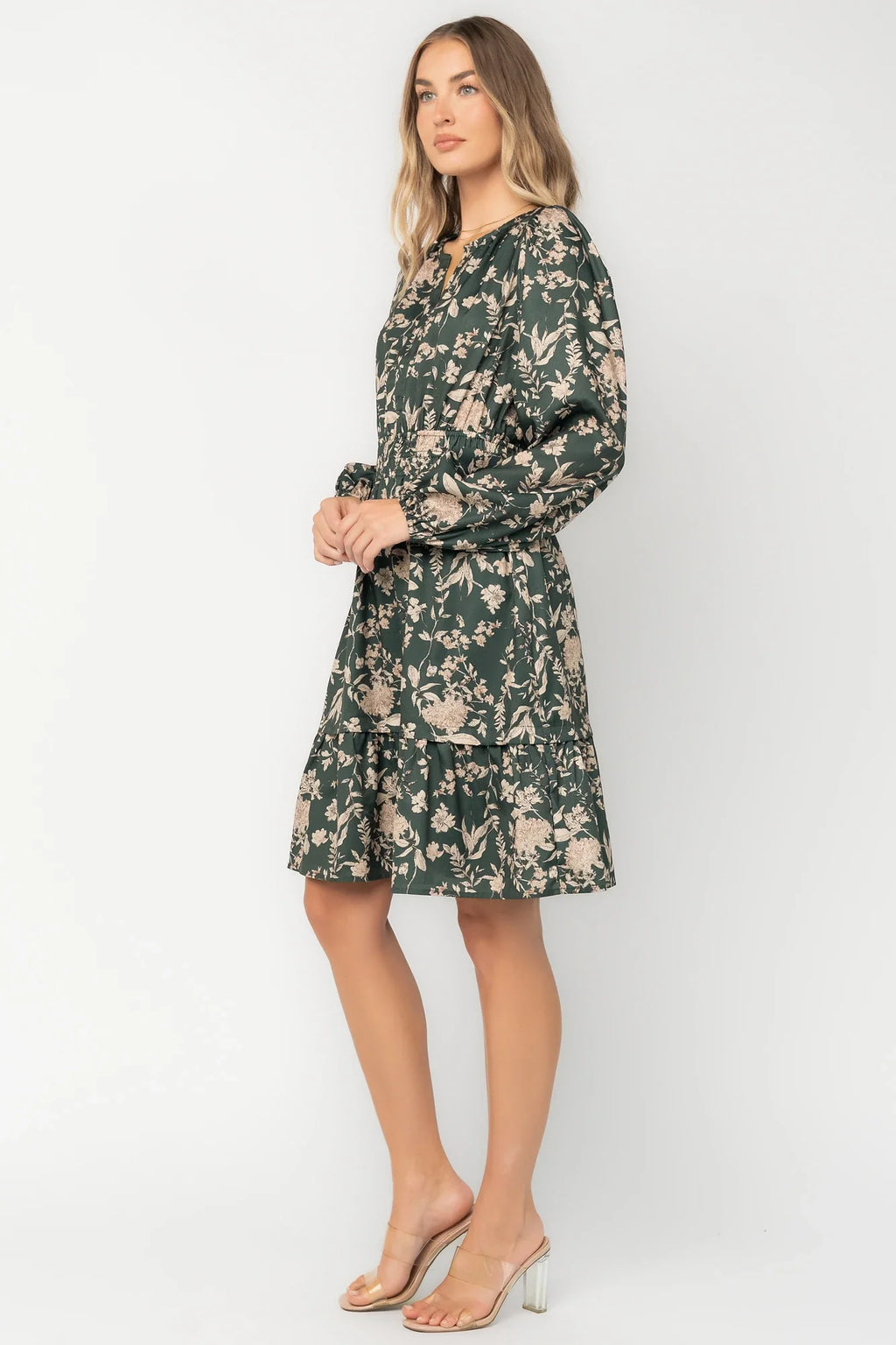 Harriet Short Dress | Green Floral