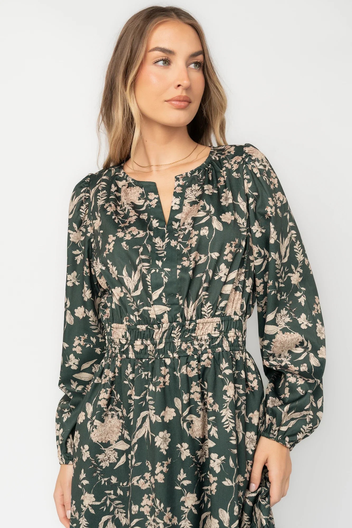 Harriet Short Dress | Green Floral Secondary image