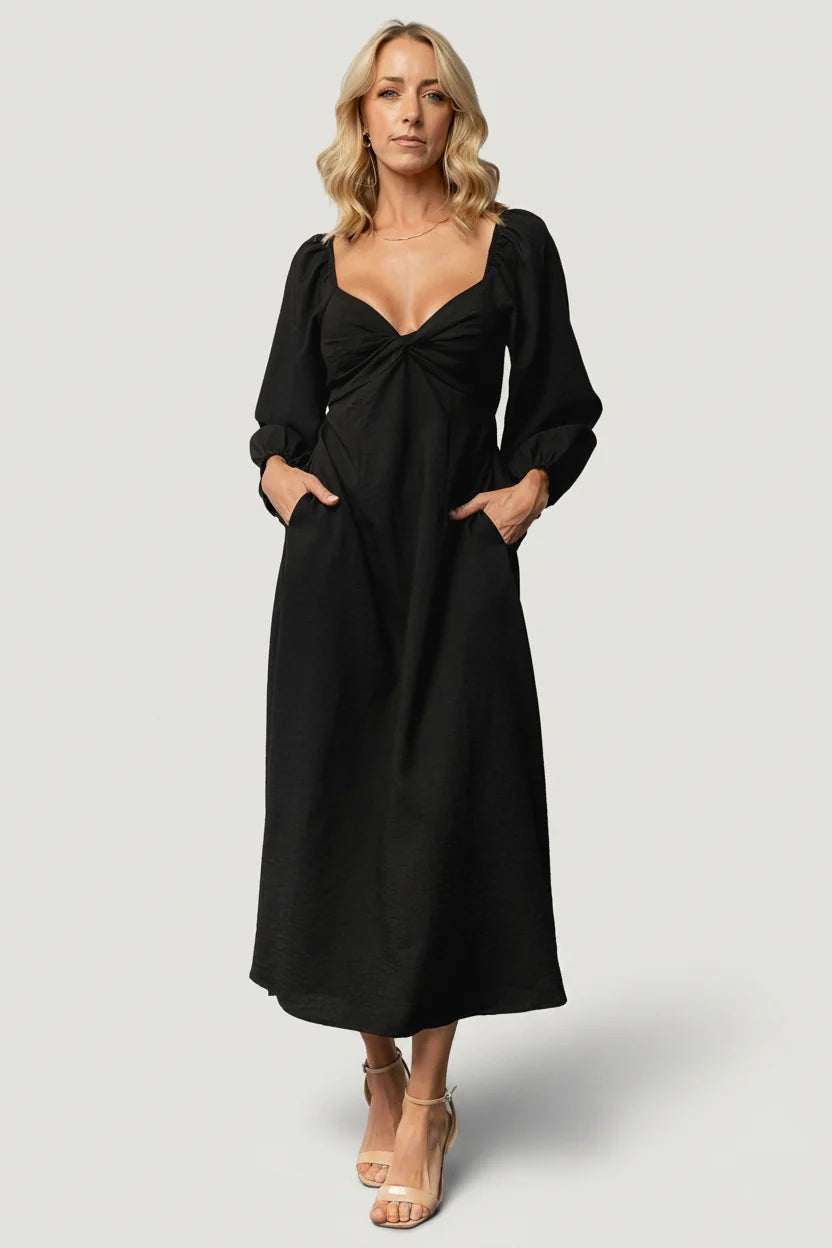 Rosalie Back Tie Dress | Black Main image