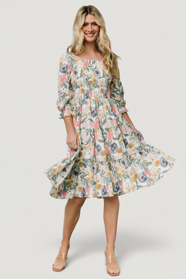 Marta Smocked Midi Dress | Multi Floral