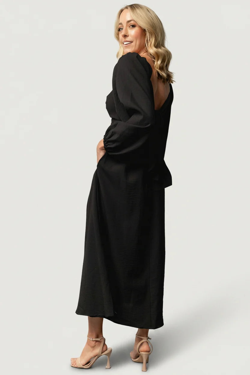 Rosalie Back Tie Dress | Black