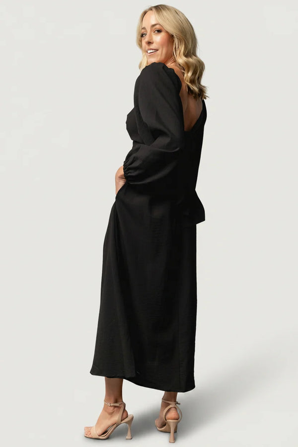 Rosalie Back Tie Dress | Black
