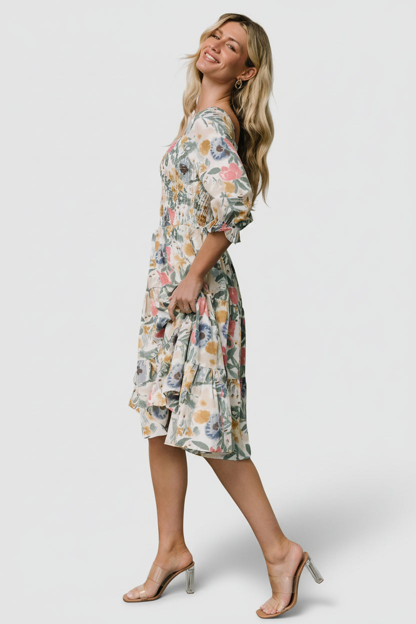 Marta Smocked Midi Dress | Multi Floral