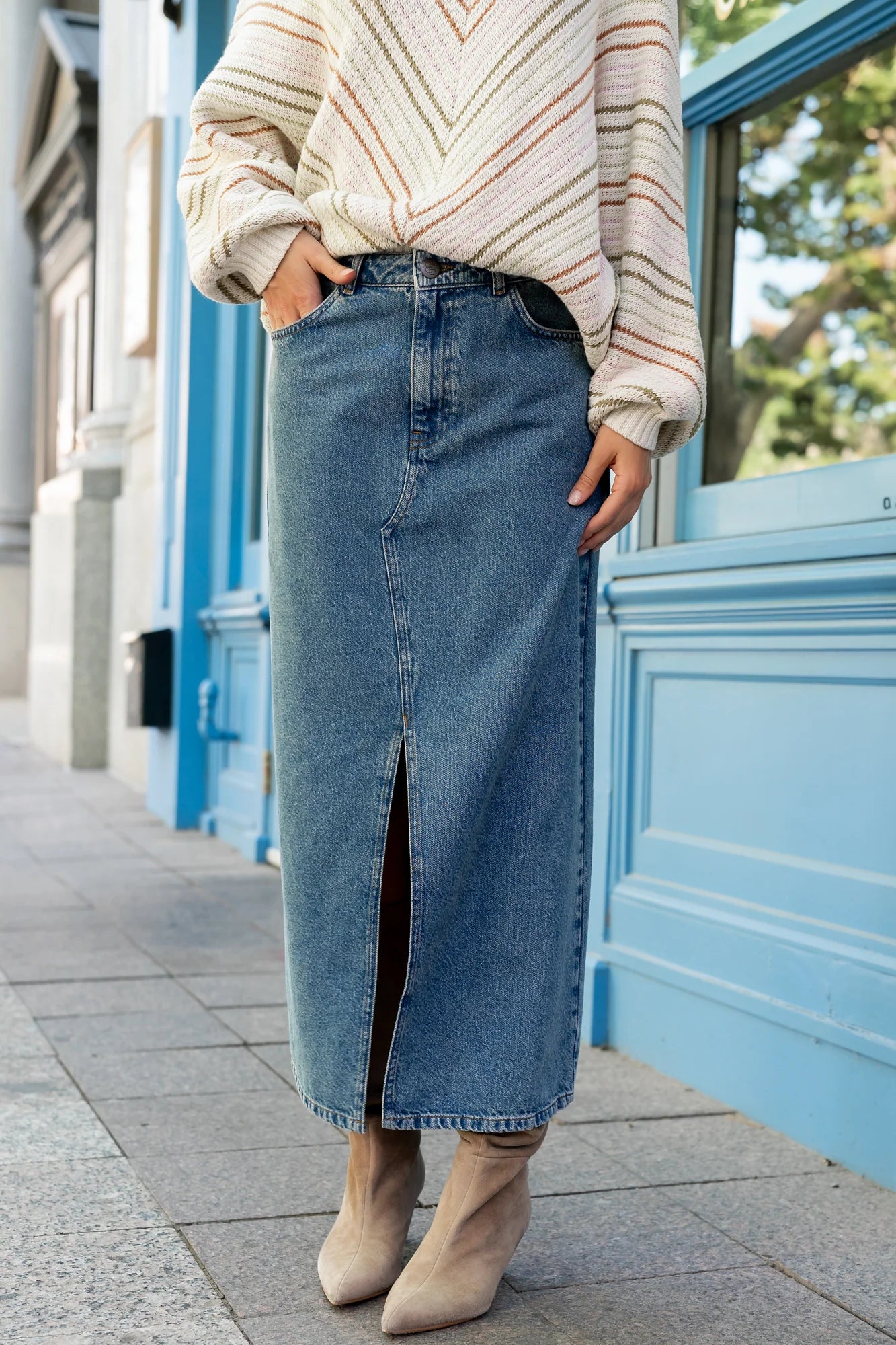 Aleksa Denim Midi Skirt | Medium Wash Secondary image