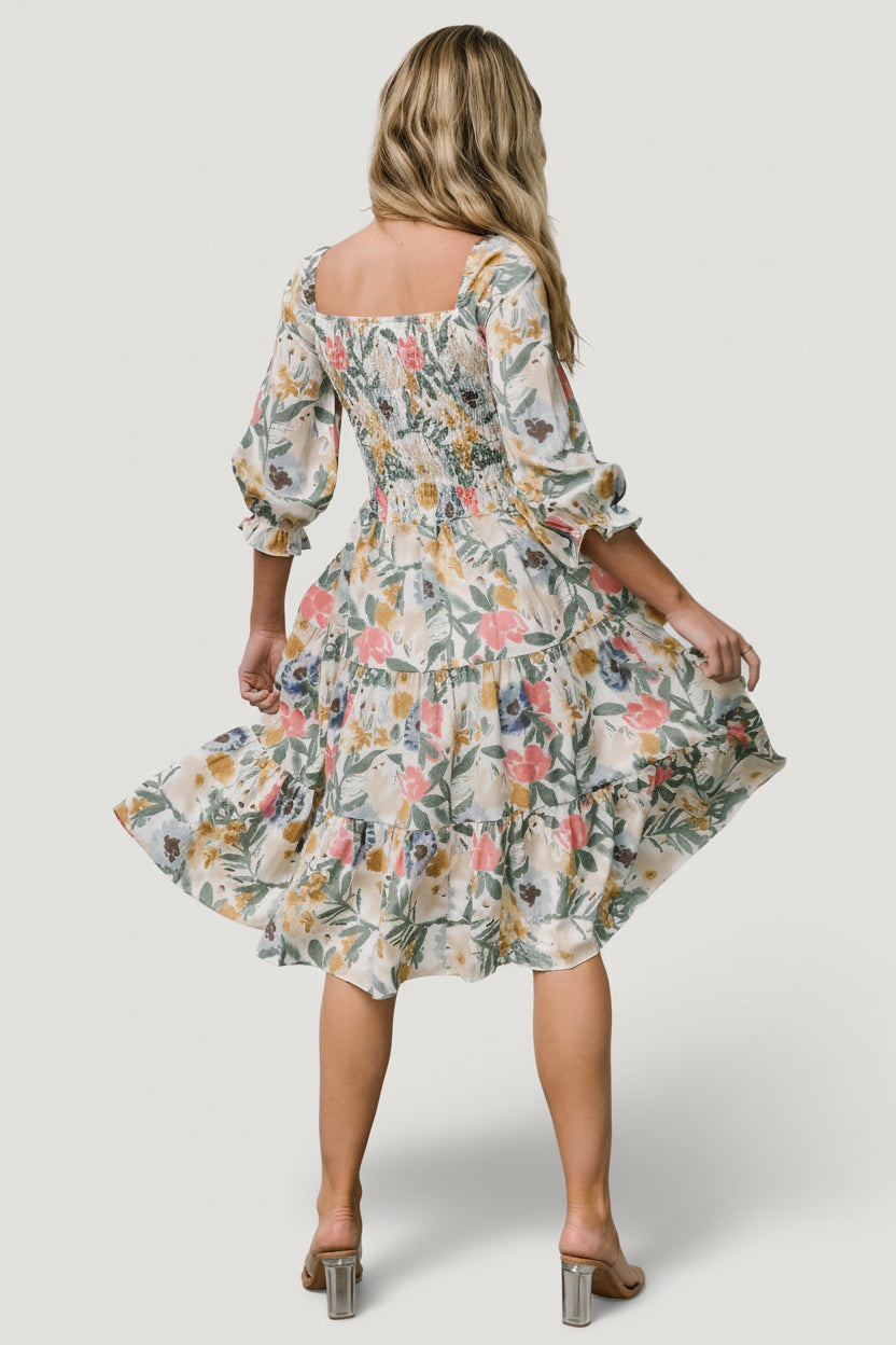 Marta Smocked Midi Dress | Multi Floral