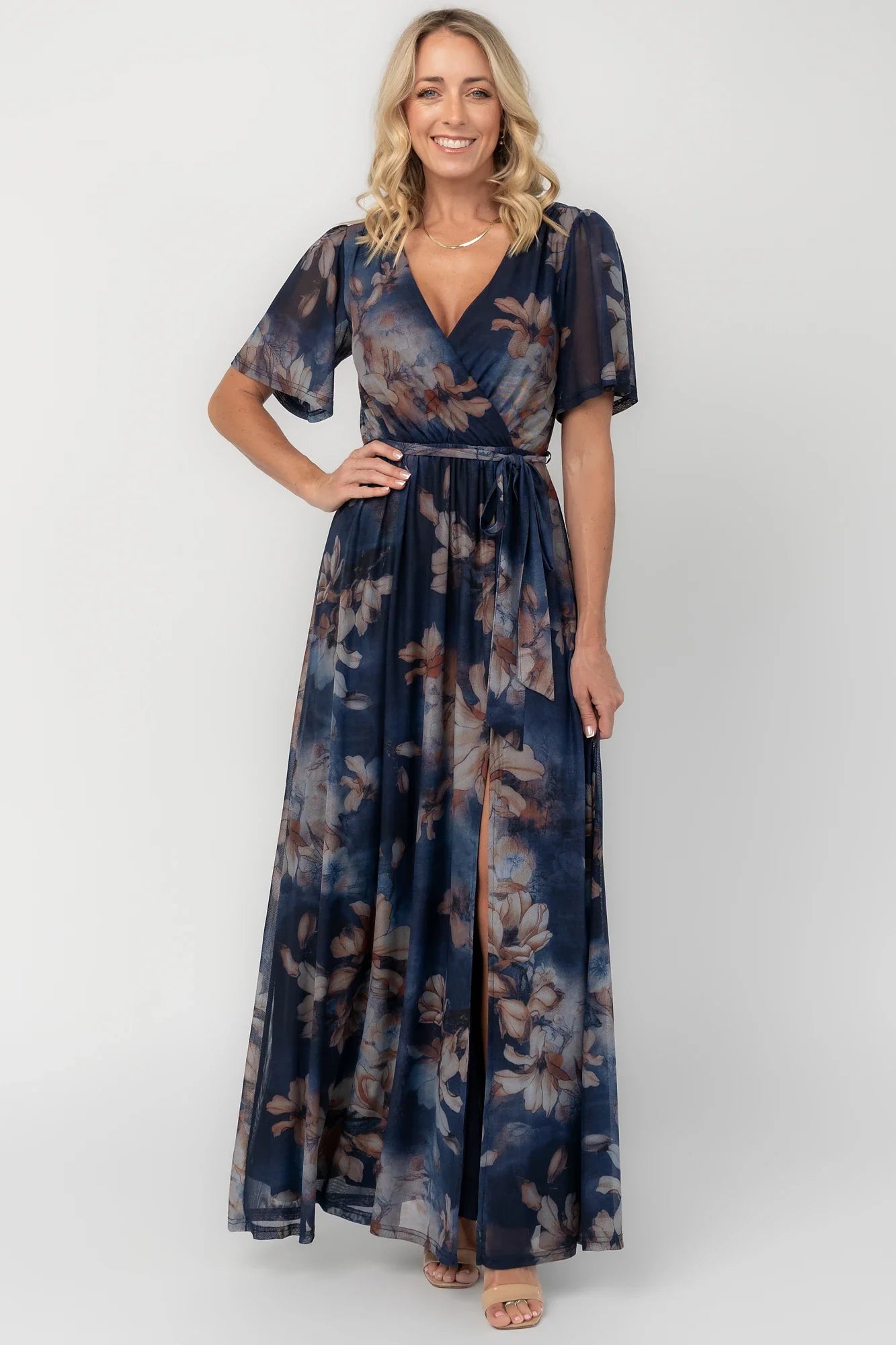Kristina Mesh Maxi Dress | Navy Floral Secondary image