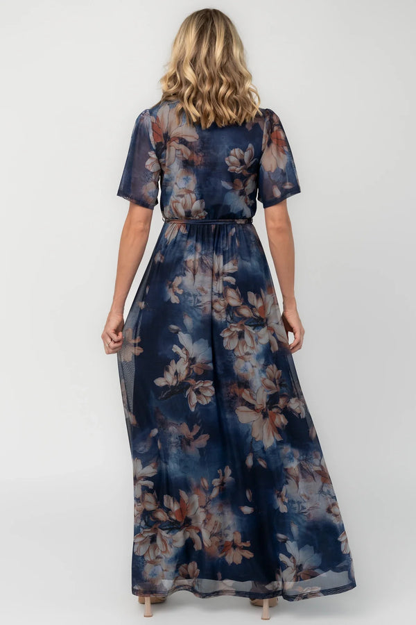 Kristina Mesh Maxi Dress | Navy Floral