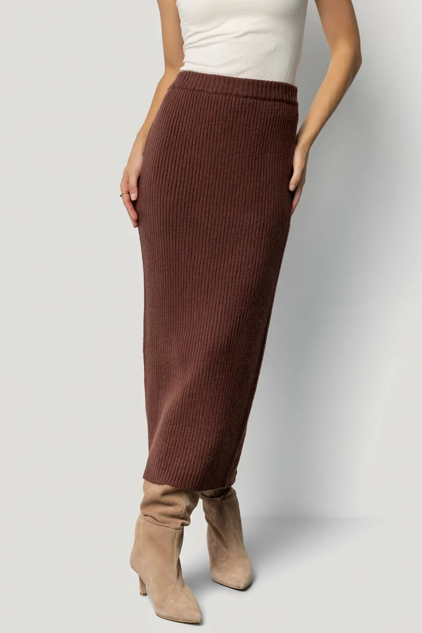 Blair Rib Knit Skirt | Mahogany Main image