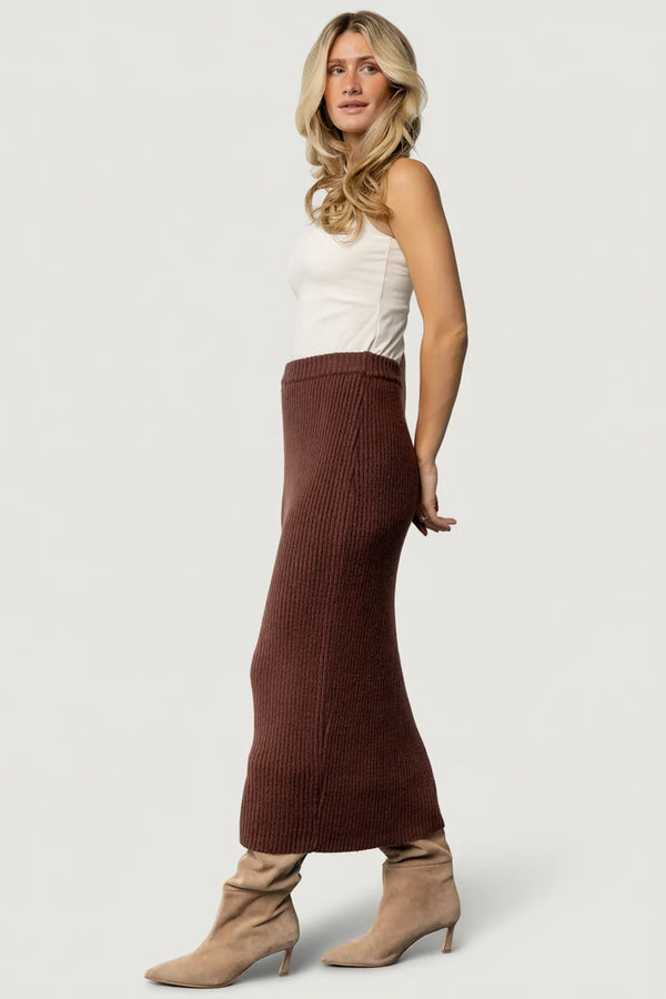 Blair Rib Knit Skirt | Mahogany