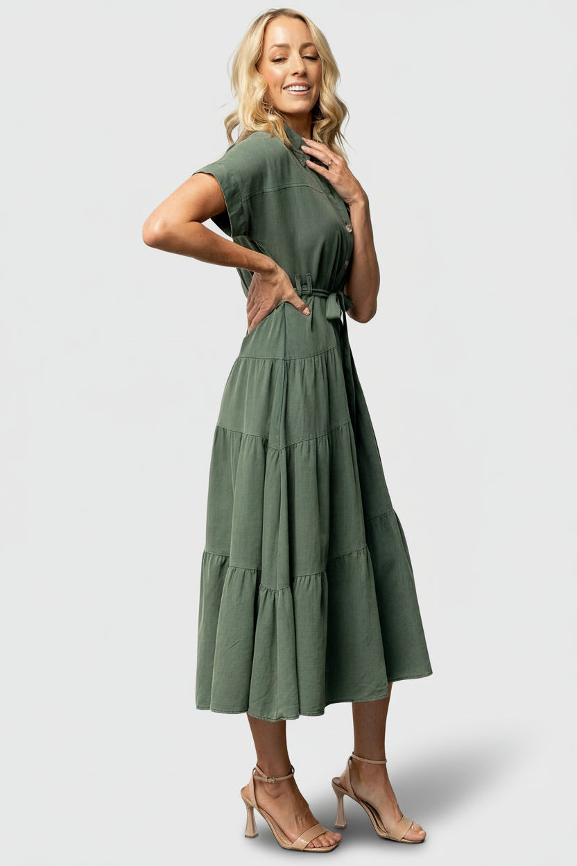 Logan Button Up Dress | Green