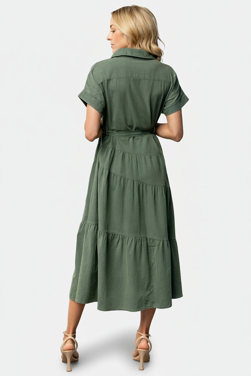 Logan Button Up Dress | Green