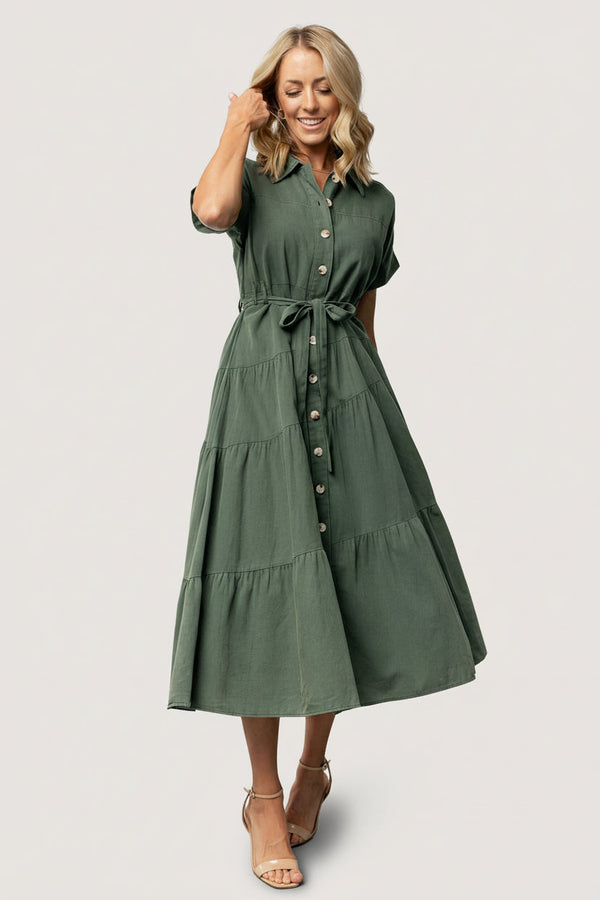 Logan Button Up Dress | Green