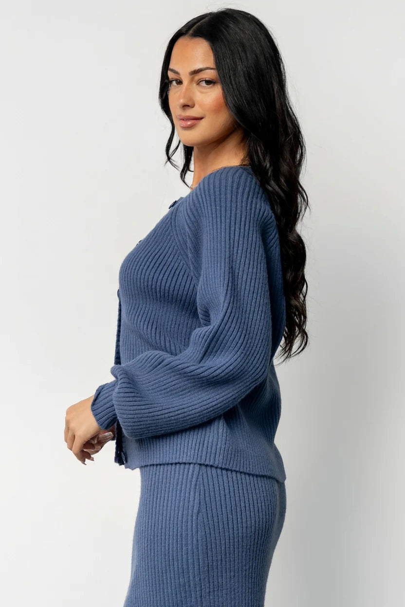 Blair Rib Knit Cardigan | Blue