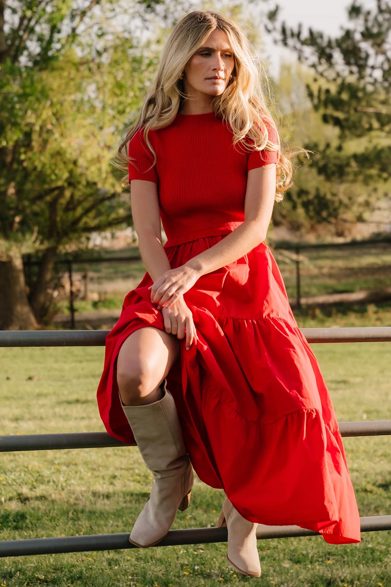 Devotion Tiered Dress | Red Secondary image