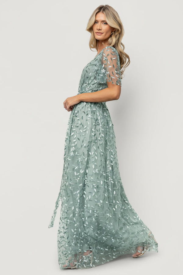 Marseille Embossed Maxi Dress | Eucalyptus
