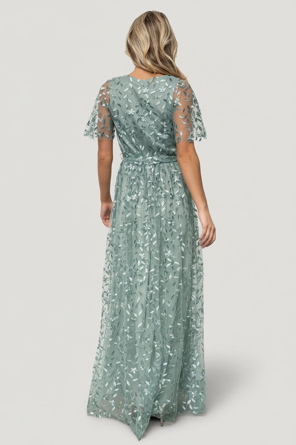 Marseille Embossed Maxi Dress | Eucalyptus