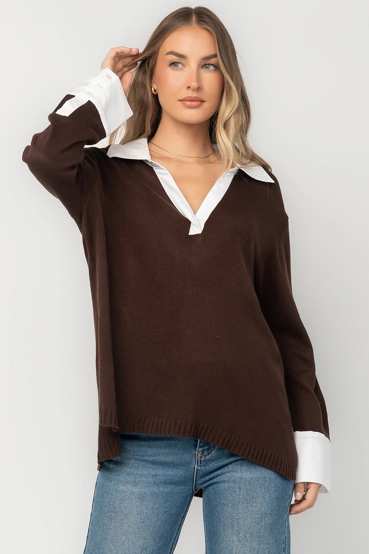 Alec Sweater Top | Chocolate Main image