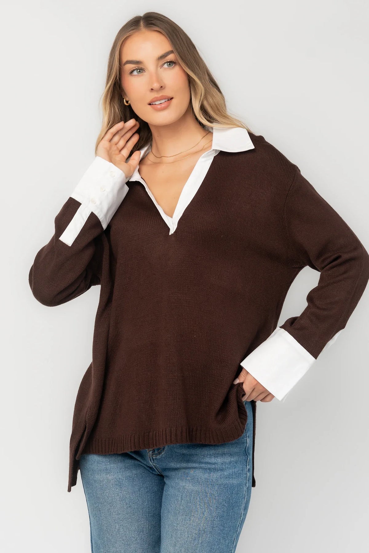 Alec Sweater Top | Chocolate