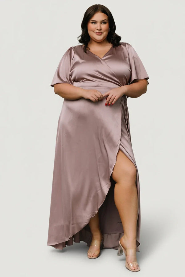 Vara Satin Maxi Wrap Dress | Lilac