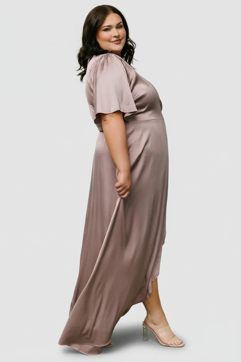 Vara Satin Maxi Wrap Dress | Lilac