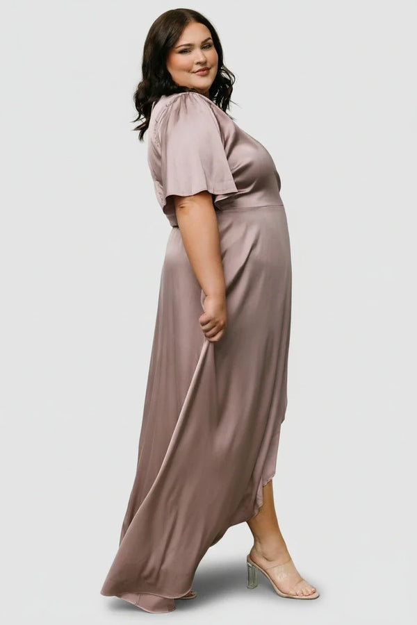 Vara Satin Maxi Wrap Dress | Lilac
