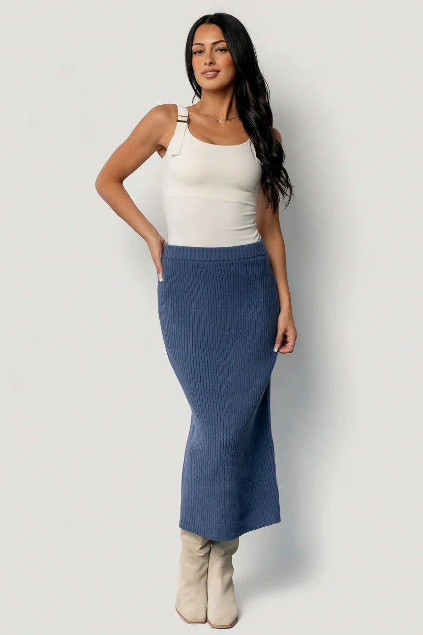 Blair Rib Knit Skirt | Blue