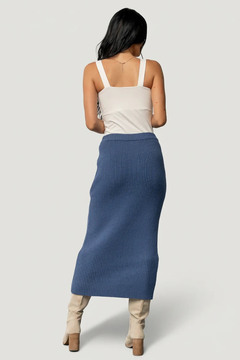 Blair Rib Knit Skirt | Blue