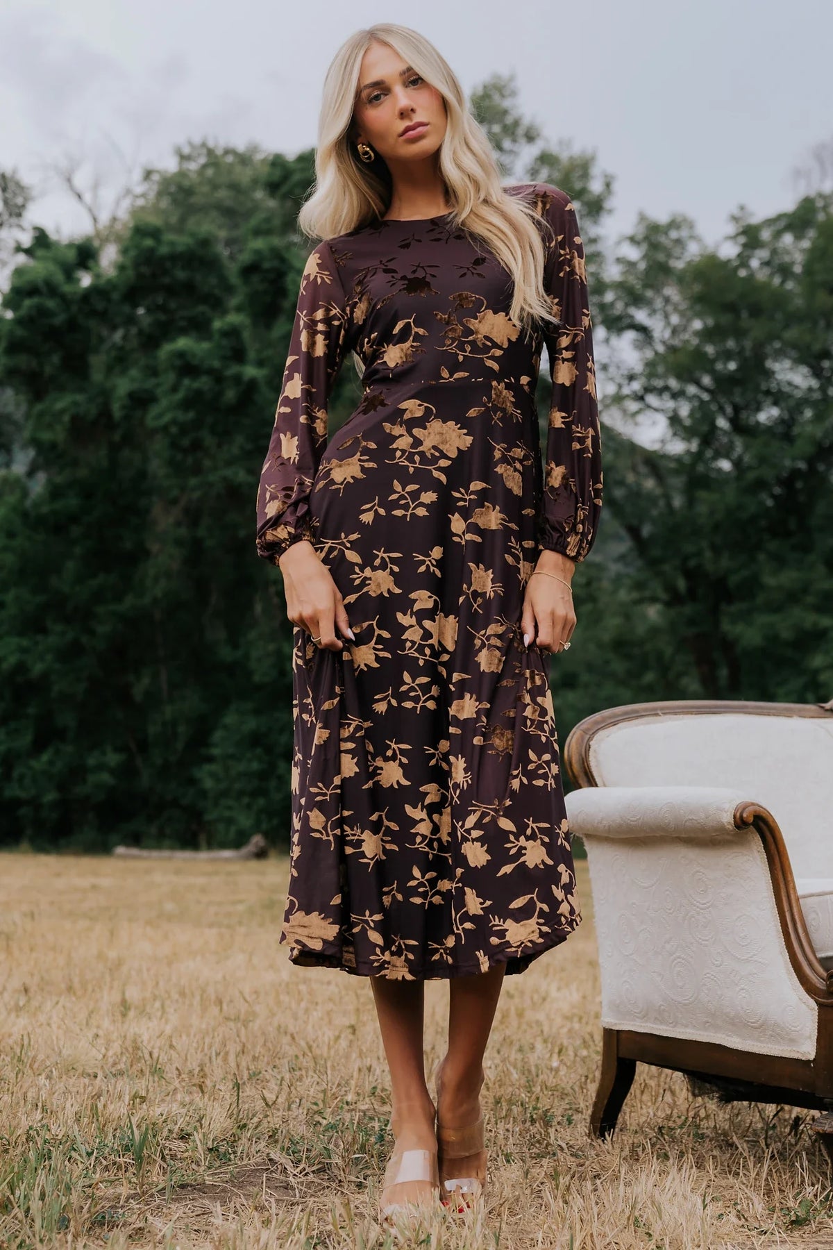 Thora Velvet Dress | Deep Plum + Bronze Main image