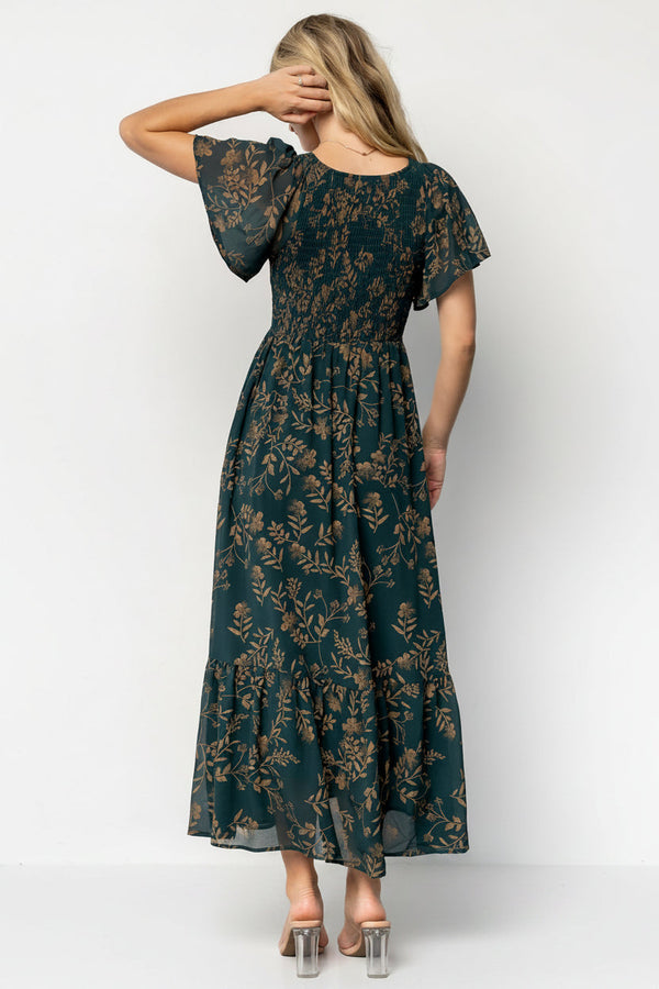 Monica Smocked Dress | Deep Topaz + Gold