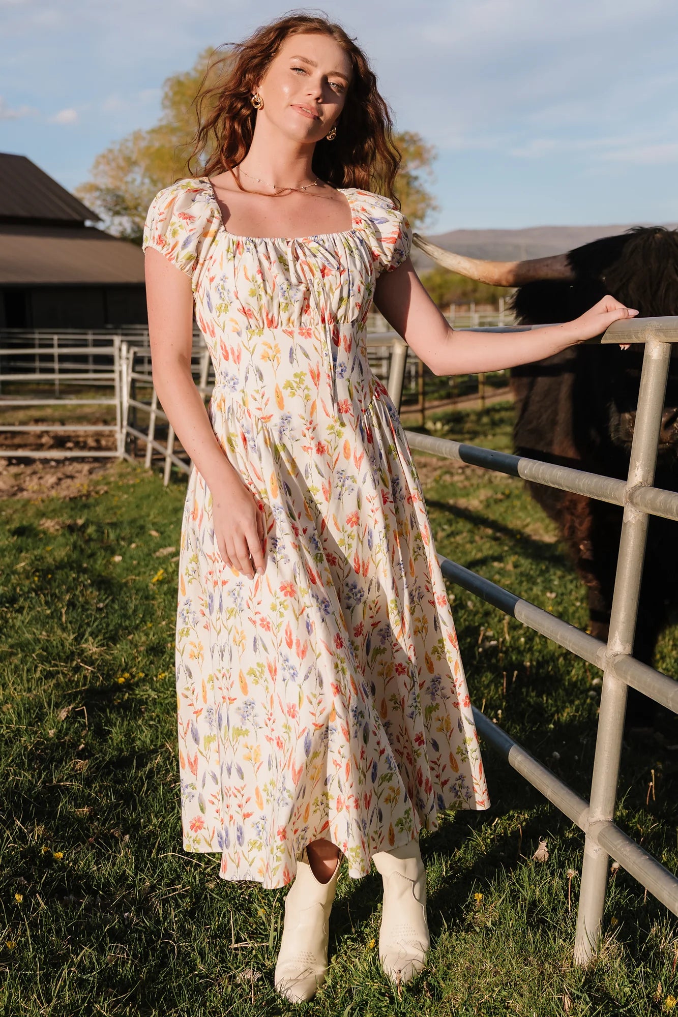 Kendall Midi Dress | Cream Multi Floral Secondary image