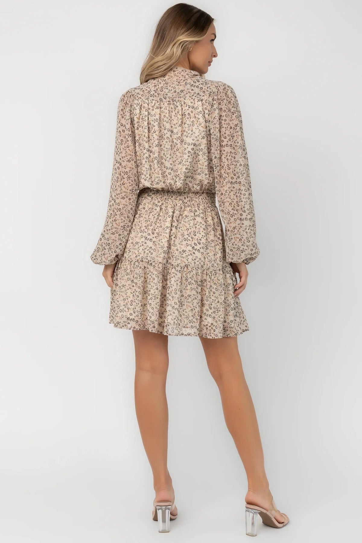 Rosamund Short Dress | Cream Floral